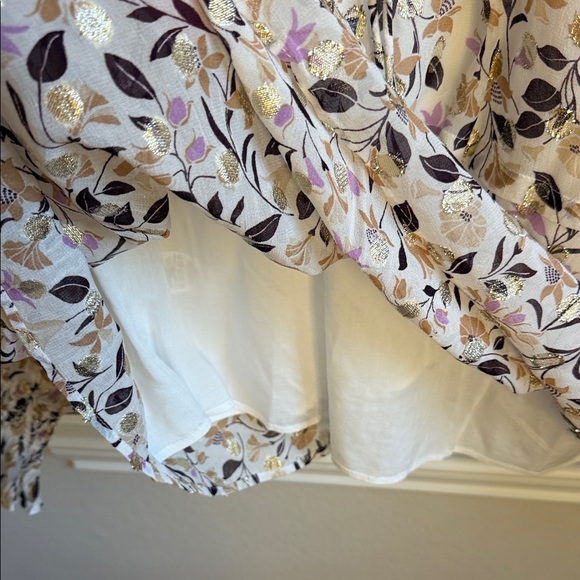 NWT Ann Taylor Cream and Purple Floral Blouse - Picture 10 of 11